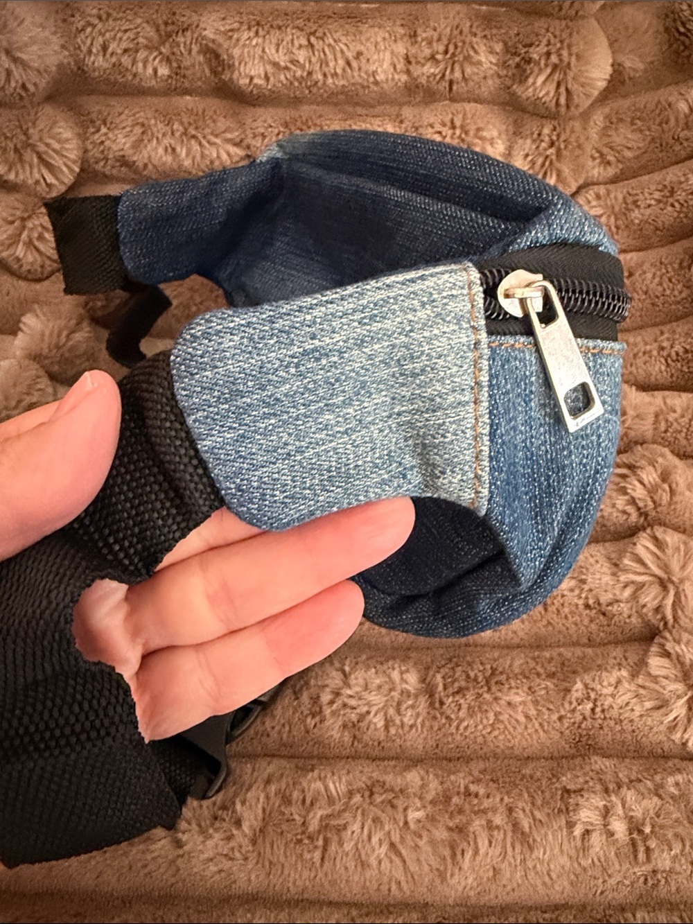 Studded Blue Denim Crossbody Belt Bag - Picture 3 of 8